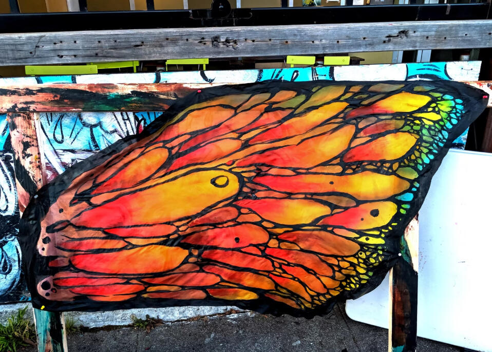Butterfly Painting on Fabric for Zoe Jakes (San Francisco, 2020)
